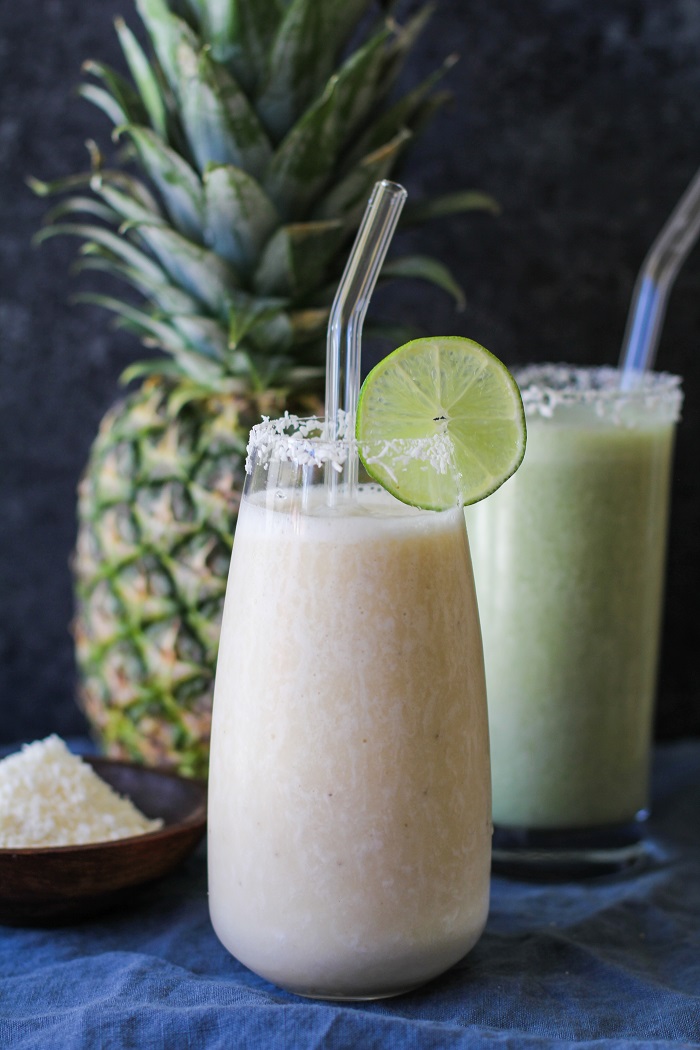 Pina Colada Smoothie (Two Ways)! | TheRoastedRoot.net #healthy #breakfast #dessert #mocktail 