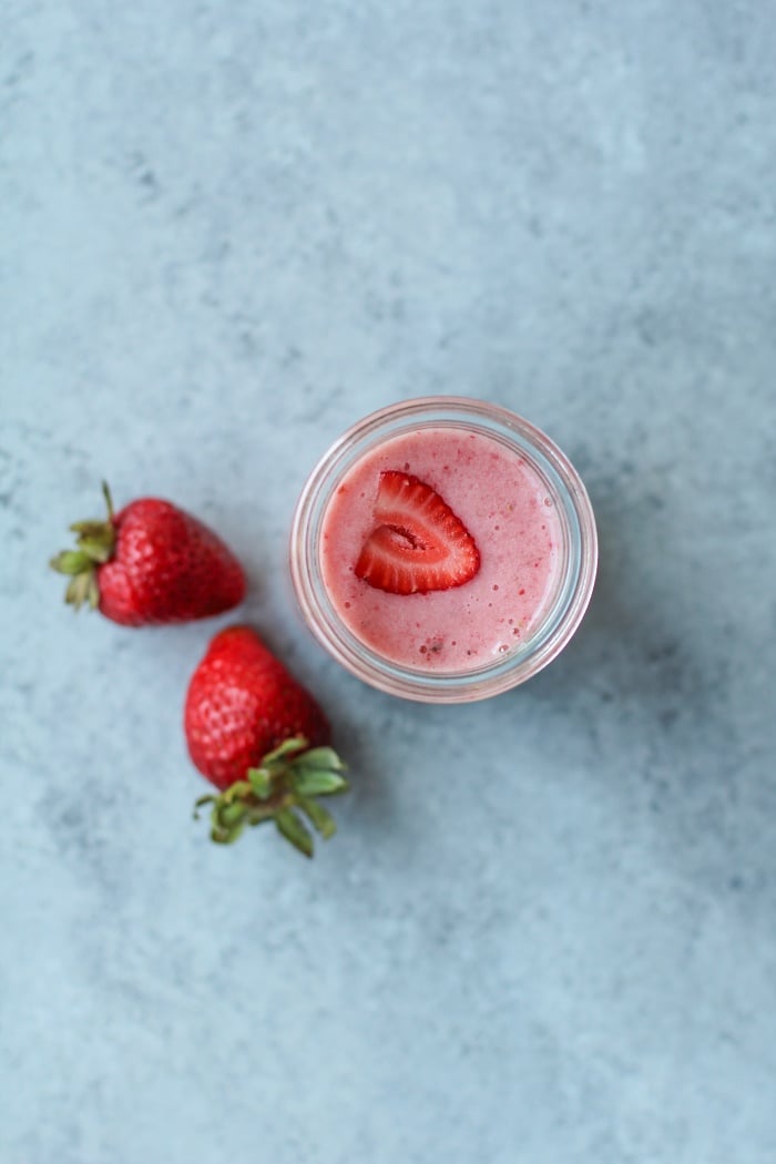 Strawberry Coconut Ginger Smoothie | TheRoastedRoot.net #healthy #breakfast #recipe #summer