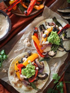 Roasted Portobello Mushroom Fajitas with Chipotle Sour Cream | Theroastedroot.net #healthy #vegetarian #meatlessmonday #glutenfree #dinner