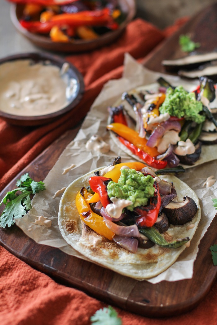 Roasted Portobello Mushroom Fajitas with Chipotle Sour Cream | Theroastedroot.net #healthy #vegetarian #meatlessmonday #glutenfree #dinner