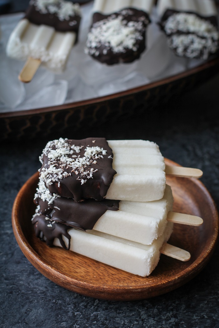 Almond Joy Popsicles - vegan and paleo-friendly | TheRoastedRoot.net #dessert #recipe #chocolate