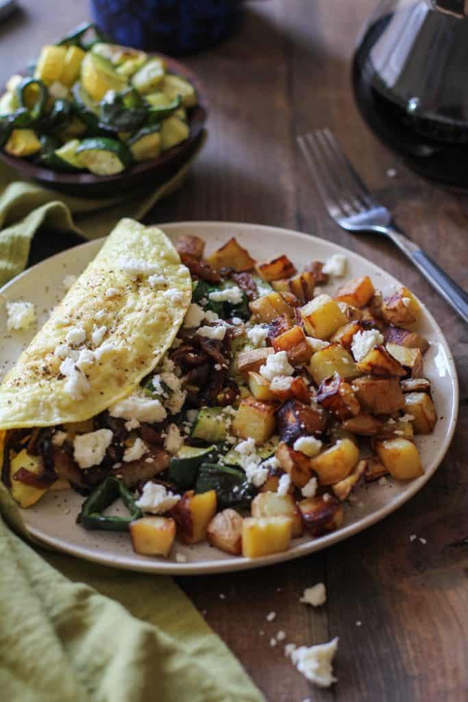 Roasted Vegetable and Caramelized Onion Omelette