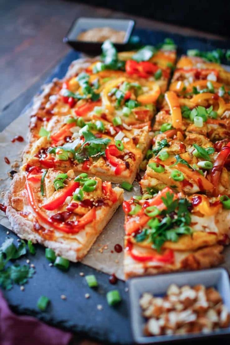 Thai Chicken Pizza - The Roasted Root