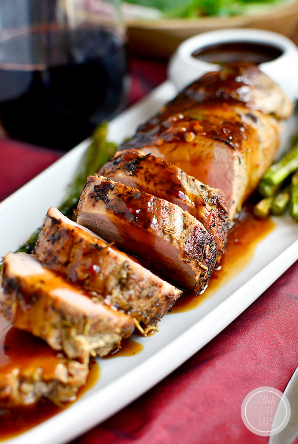 Quick Roasted Pork Tenderloin with Fig and Chili Sauce #recipe #glutenfree