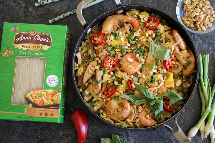 Easy 30-Minute Chicken Pad Thai |TheRoastedRoot.net #glutenfree #thai #dinner #healthy #30minutemeals