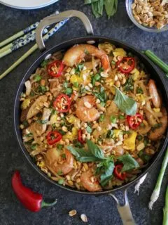 Easy 30-Minute Chicken Pad Thai |TheRoastedRoot.net #glutenfree #thai #dinner #healthy #30minutemeals