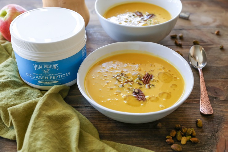 Crock Pot Butternut Squash Apple Soup - dairy-free, gluten-free, and healthy | TheRoastedRoot.net #recipe #dinner #fall 