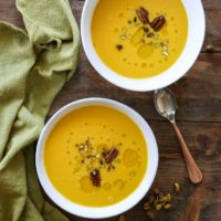 Crock Pot Butternut Squash Apple Soup - dairy-free, gluten-free, and healthy | TheRoastedRoot.net #recipe #dinner #fall