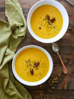 Crock Pot Butternut Squash Apple Soup - dairy-free, gluten-free, and healthy | TheRoastedRoot.net #recipe #dinner #fall