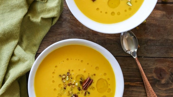 Crock Pot Butternut Squash Apple Soup - dairy-free, gluten-free, and healthy | TheRoastedRoot.net #recipe #dinner #fall
