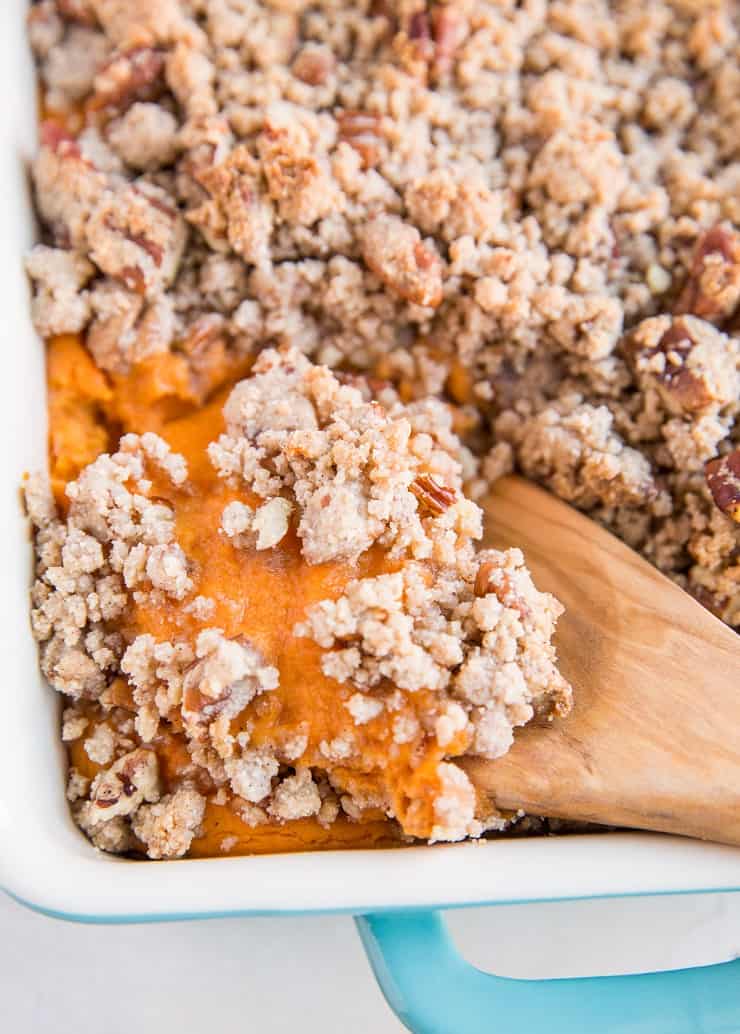 Healthy Paleo Sweet Potato Casserole - dairy-free, gluten-free, grain-free, refined sugar-free, healthier take on classic sweet potato casserole