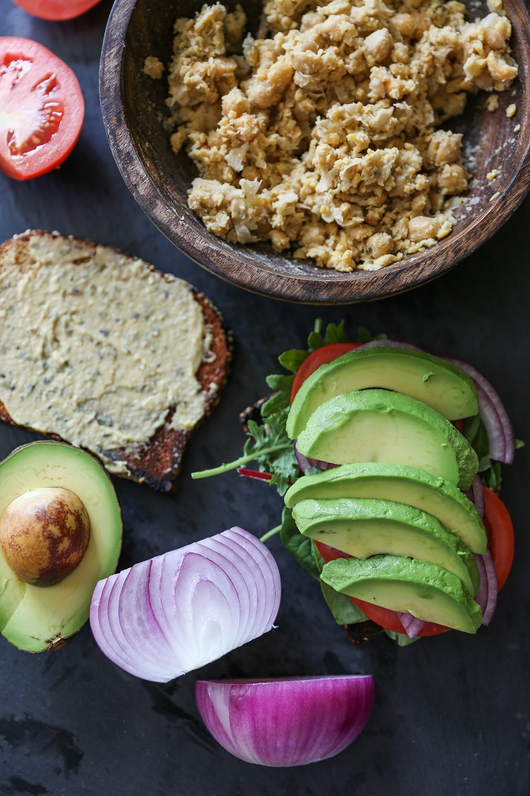 Hummus Mashed Chickpea Sandwiches | TheRoastedRoot.net #healthy #glutenfree #lunch #vegan #vegetarian