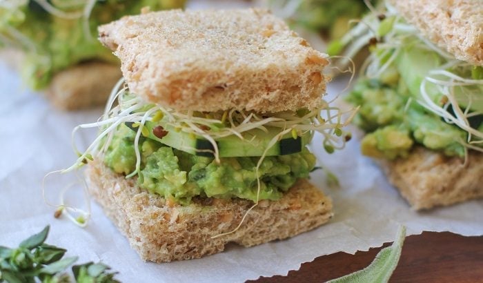 Mashed Avocado Finger Sandwiches | TheRoastedRoot.net #glutenfree #appetizer #healthy #vegetarian #vegan