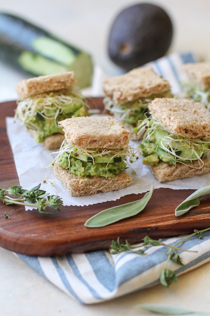 Mashed Avocado Finger Sandwiches | TheRoastedRoot.net #glutenfree #appetizer #healthy #vegetarian #vegan