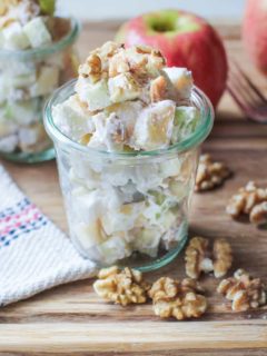 Apple Walnut Fruit Salad with Maple Cinnamon Coconut Whipped Cream - paleo, vegan, healthy, gluten-free, naturally sweetened