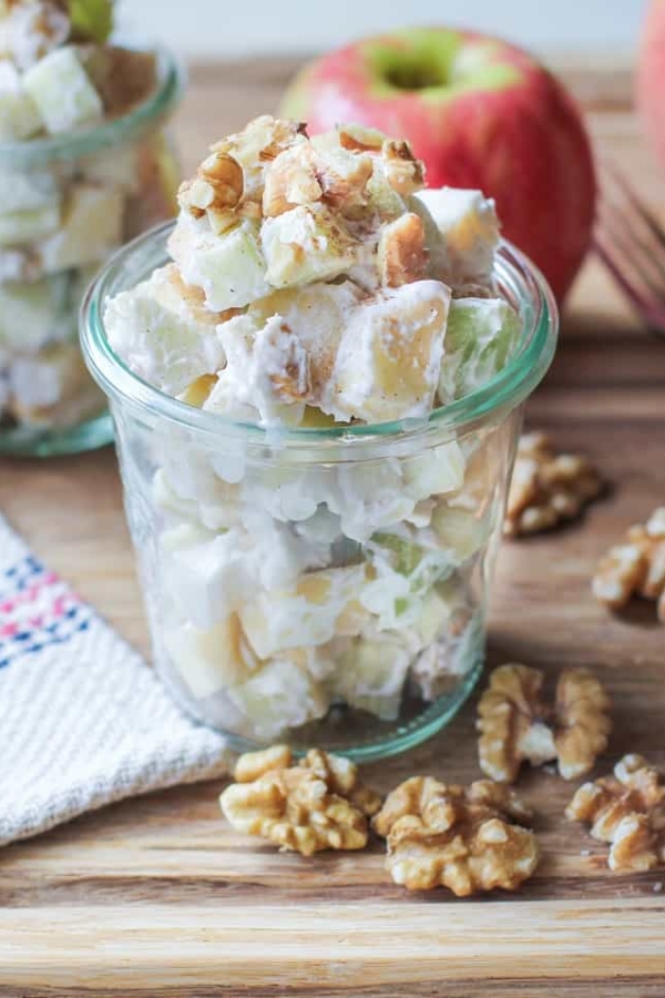Apple Walnut Fruit Salad with Maple Cinnamon Coconut Whipped Cream - paleo, vegan, healthy, gluten-free, naturally sweetened