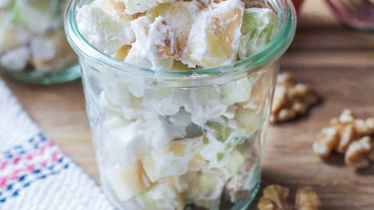 Apple Walnut Fruit Salad with Maple Cinnamon Coconut Whipped Cream - paleo, vegan, healthy, gluten-free, naturally sweetened