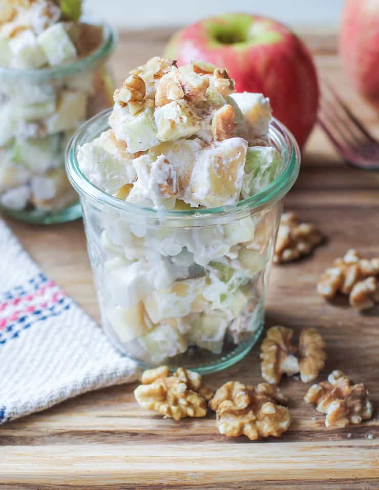 Apple Walnut Fruit Salad with Maple Cinnamon Coconut Whipped Cream - paleo, vegan, healthy, gluten-free, naturally sweetened