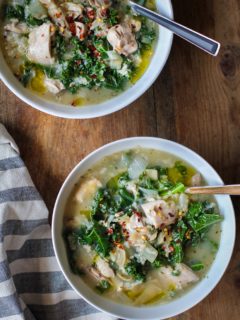 Crock Pot Chicken, Artichoke, and Kale Soup | TheRoastedRoot.net #healthy #recipe #glutenfree #dinner #slowcooker
