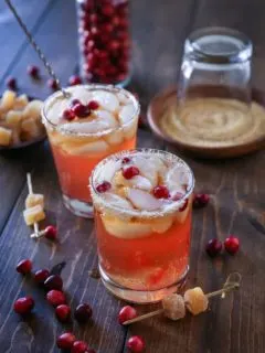 Cranberry Dark and Stormy cocktails | TheRoastedRoot.net #drink #beverage #Thanksgiving #friendsgiving #recipe