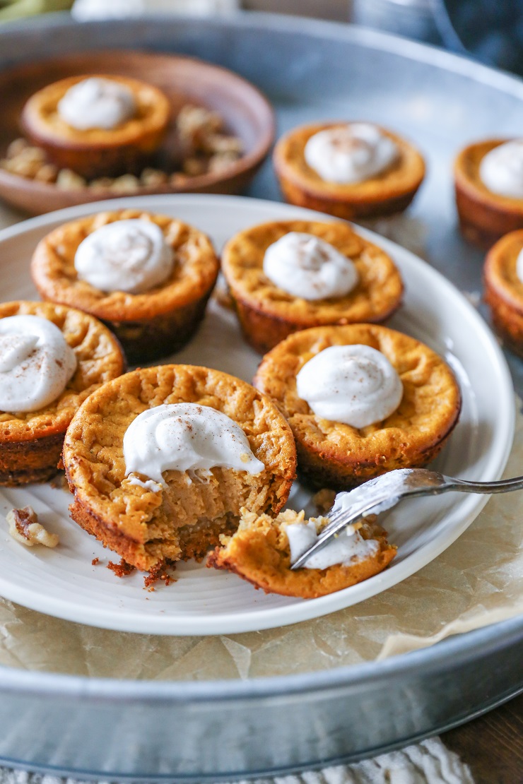 Healthy Pumpkin Cheesecake - grain-free and refined sugar-free | TheRoastedRoot.net #glutenfree #Thanksgiving #dessert