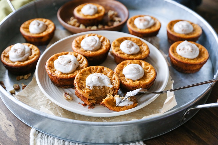 Healthy Pumpkin Cheesecake - grain-free and refined sugar-free | TheRoastedRoot.net #glutenfree #Thanksgiving #dessert