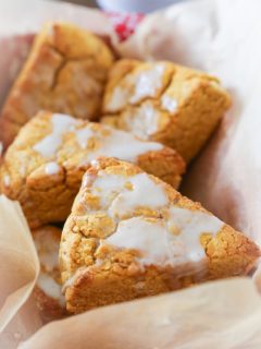 Vegan Pumpkin Scones with Coffee Glaze - gluten-free and refined sugar-free | TheRoastedRoot.net #glutenfree #vegan #healthy #breakfast