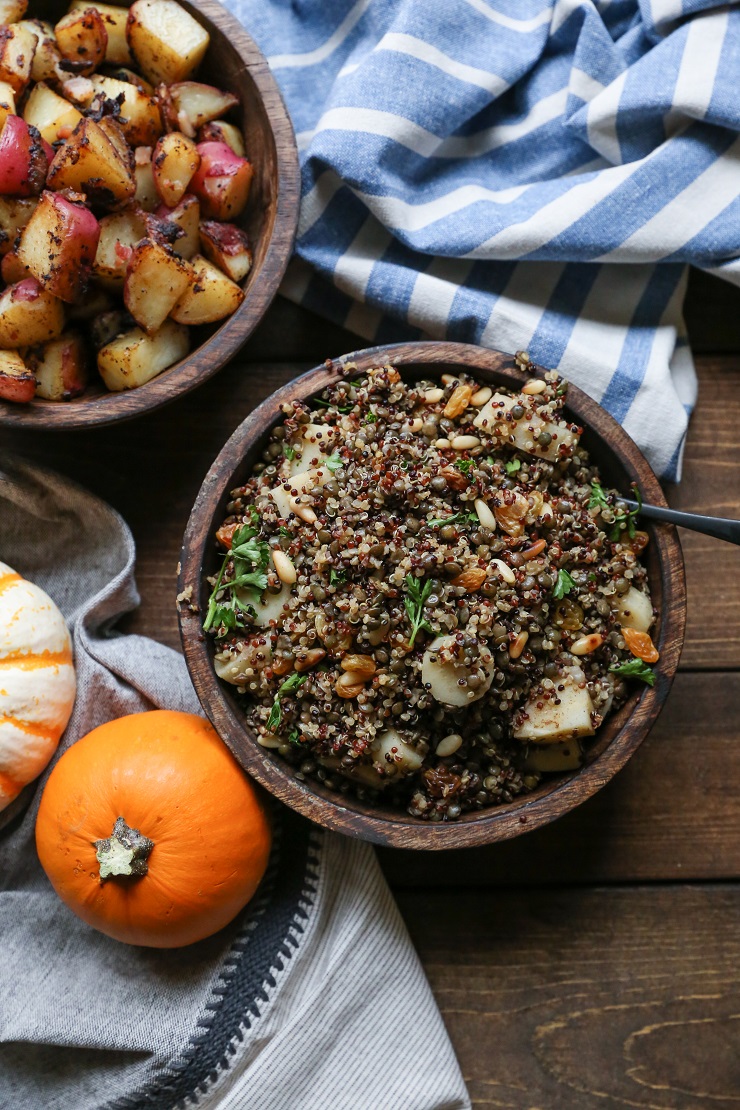 Indian-Spiced Lentil and Quinoa Stuffing | TheRoastedRoot.net @PacificFoods #glutenfree #healthy #holiday #sidedish