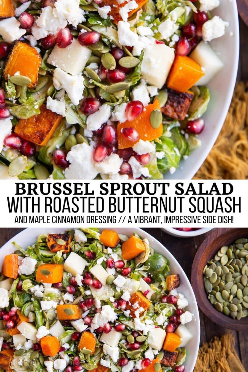 Collage for brussel sprout and butternut squash salad