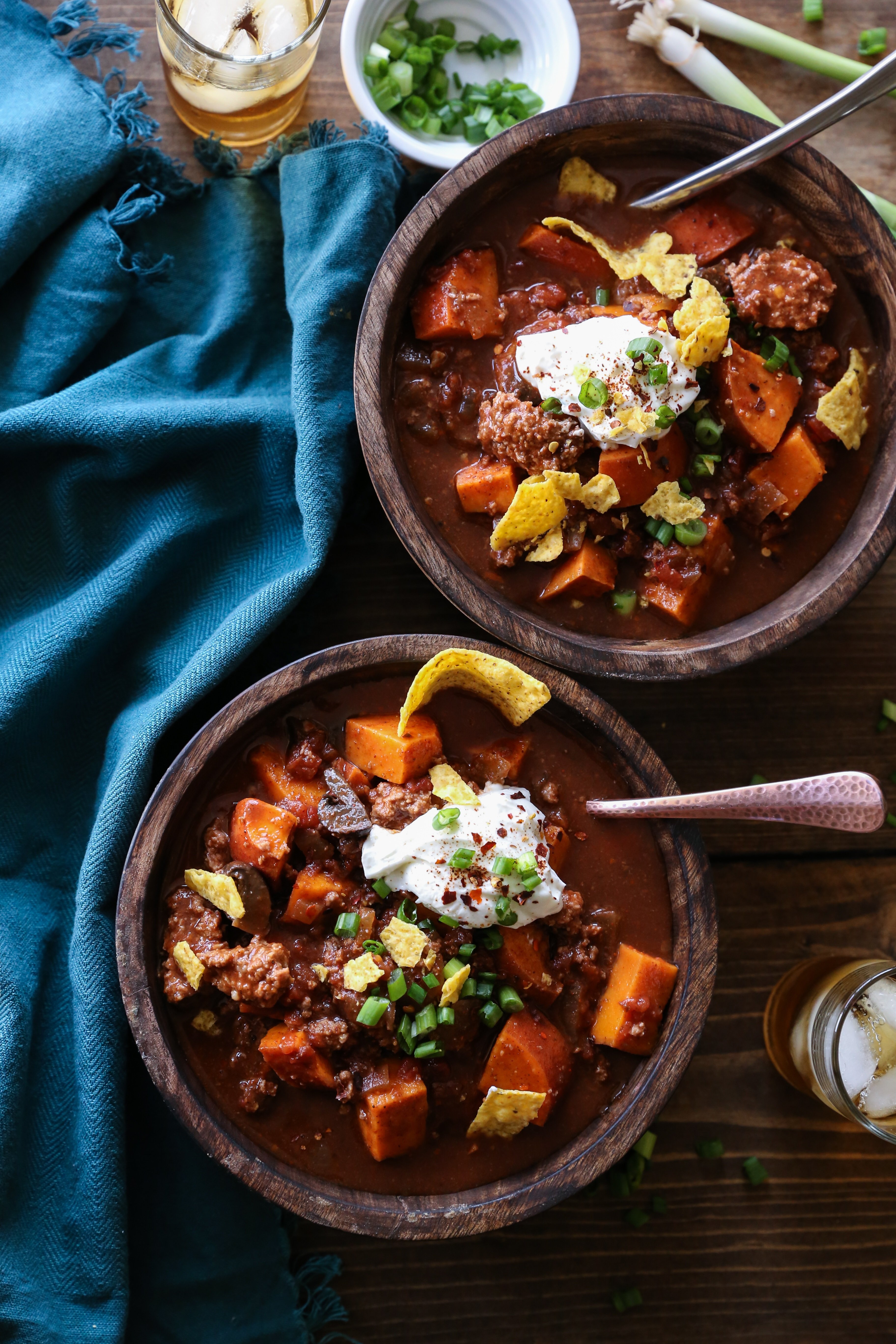 Crock Pot Boozy Bison and Sweet Potato Chili - bean-free and gluten-free and can easily be made paleo by omitting the booze. | TheRoastedRoot.net #healthy #glutenfree #dinner #slowcooker #recipe