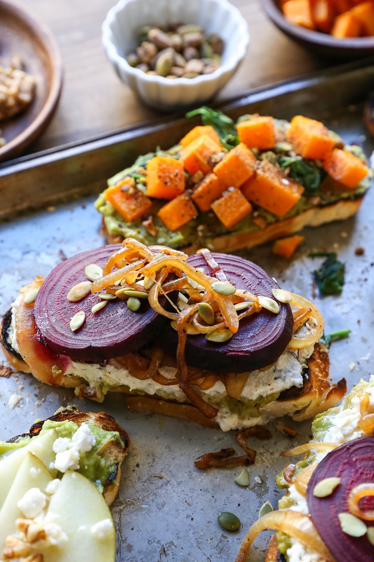 Healthy Winter Toast - 3 Ways! | TheRoastedRoot.net #vegetarian #toast #avocadotoast #glutenfree 