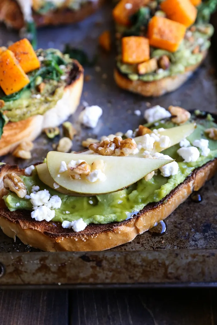 Healthy Winter Toast - 3 Ways! | TheRoastedRoot.net #vegetarian #toast #avocadotoast #glutenfree 