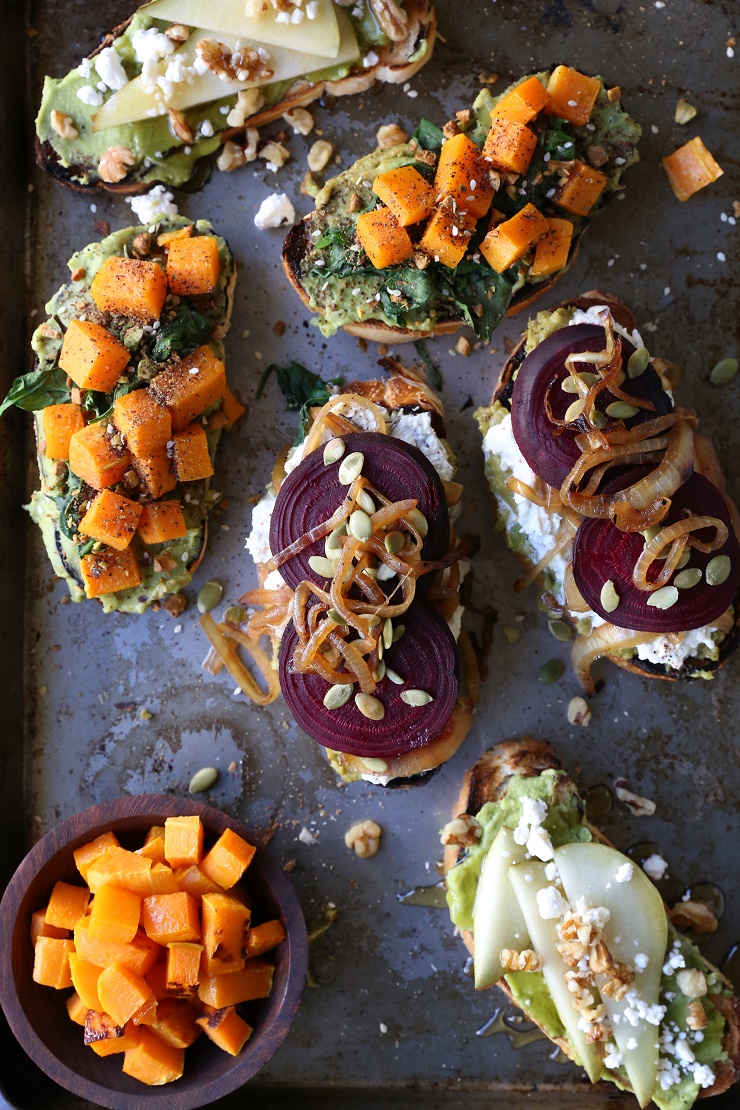 Healthy Winter Toast - 3 Ways! | TheRoastedRoot.net #vegetarian #toast #avocadotoast #glutenfree