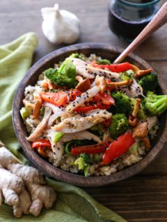 Leftover Turkey Stir Fry - a quick dinner recipe with only a few ingredients required | TheRoastedRoot.net #healthy #recipe #dinner