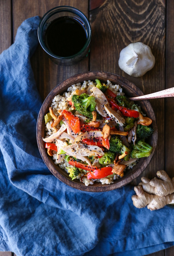 Leftover Turkey Stir Fry - a quick dinner recipe with only a few ingredients required | TheRoastedRoot.net #healthy #recipe #dinner 