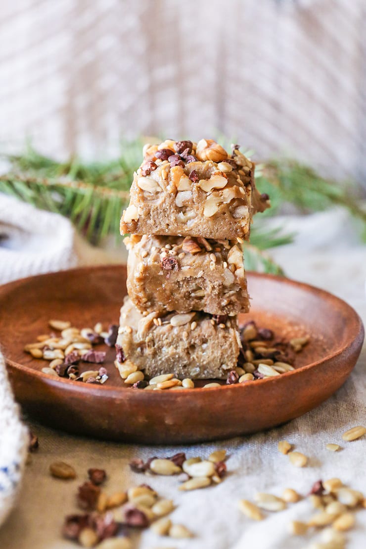 Maple Walnut Vegan Fudge made with only 3 ingredients | TheRoastedRoot.net #paleo #dairyfree #dessert #recipe