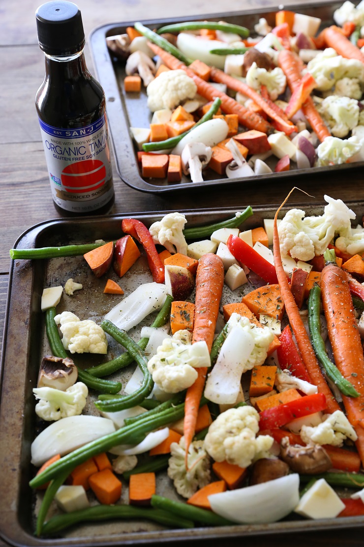 Roasted Vegetables with Asian Garlic-Ginger Glaze | TheRoastedRoot.net #healthy #vegetarian #recipe #vegan