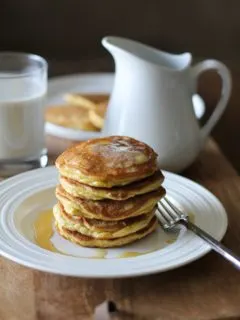 Basic Fluffy Coconut Flour Pancakes - gluten free, grain free, dairy free, and paleo | TheRoastedRoot.net #healthy #breakfast #recipe