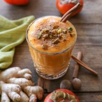 Chai-Spiced Persimmon Smoothie | TheRoastedRoot.net #healthy #drink #recipe #breakfast #vegan