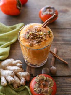 Chai-Spiced Persimmon Smoothie | TheRoastedRoot.net #healthy #drink #recipe #breakfast #vegan