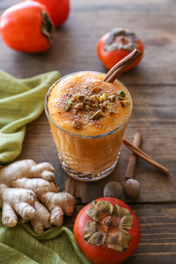 Chai-Spiced Persimmon Smoothie | TheRoastedRoot.net #healthy #drink #recipe #breakfast #vegan