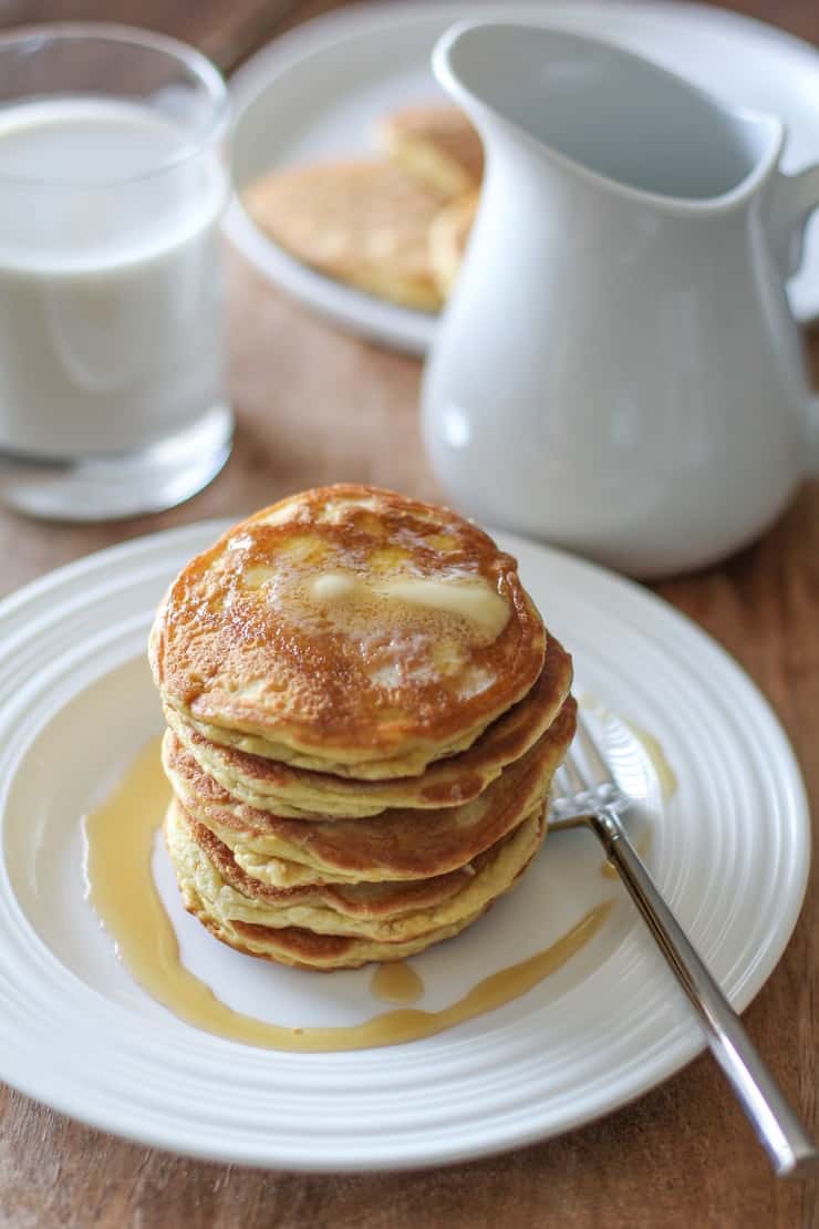 Basic Fluffy Coconut Flour Pancakes - grain-free, dairy-free, and paleo