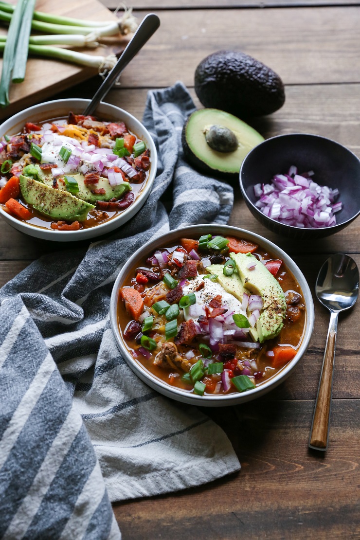 THE BEST LOADED TURKEY CHILI Loaded Turkey Chili | TheRoastedRoot.net #healthy #glutenfree #slowcooker