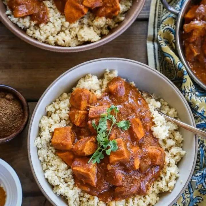 Paleo Butter Chicken - keto, low-carb Indian Butter Chicken with cauliflower rice is a healthy, satisfying meal!