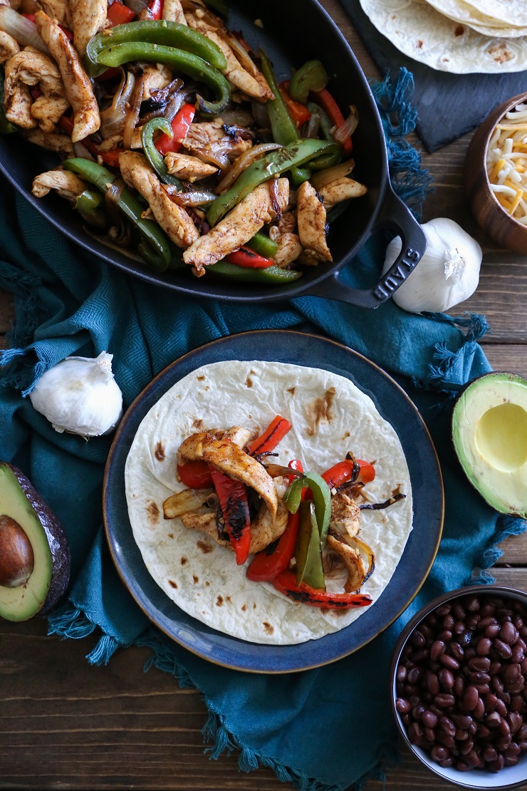 30-Minute Chicken Fajitas - a low-fuss healthful meal | TheRoastedRoot.net #dinner #recipe #paleo