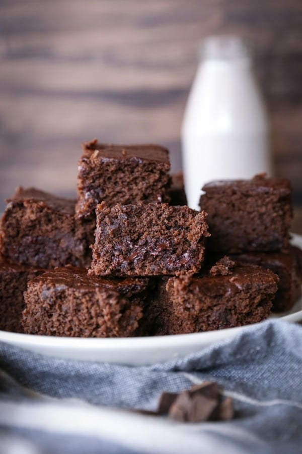 Double Chocolate Chickpea (Or Black Bean) Brownies! - a healthy flourless gluten free dessert | TheRoastedRoot.net#chocolate #recipe
