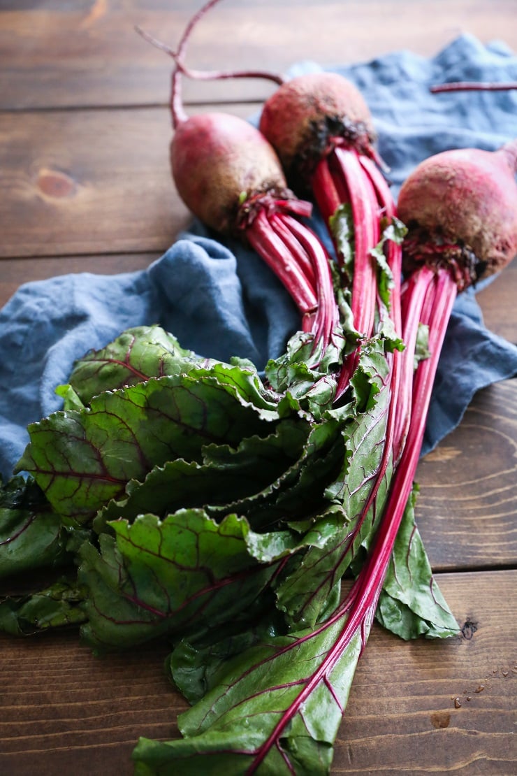 Beet Green Pesto - a superfood vegan sauce | TheRoastedRoot.net #healthy #recipe #vegan 