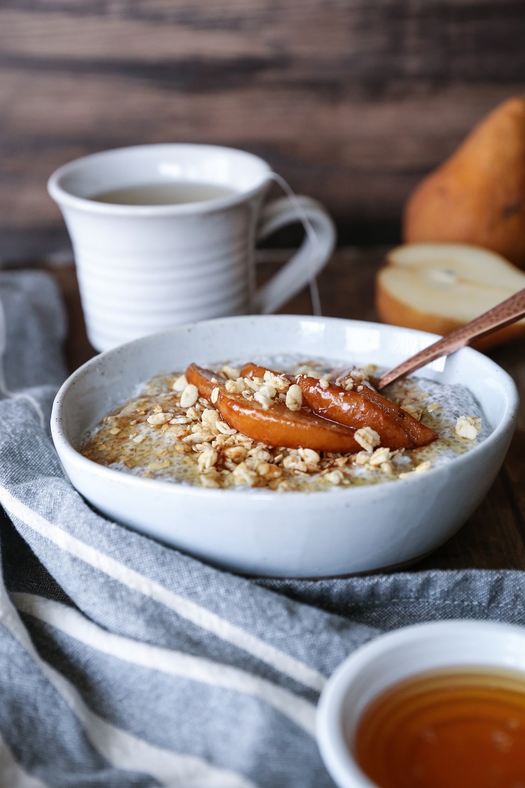 Caramelized Pear Chia Seed Pudding - gluten-free, refined sugar-free, and healthy | TheRoastedRoot.net #dessert #breakfast