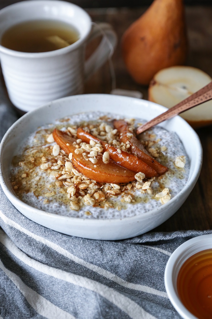 Caramelized Pear Chia Seed Pudding - gluten-free, refined sugar-free, and healthy | TheRoastedRoot.net #dessert #breakfast