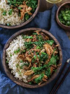 Crock Pot Teriyaki Chicken with Broccoli Rabe | TheRoastedRoot.net #healthy #dinner #recipe #glutenfree #paleo #ad